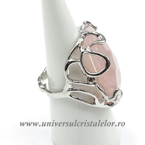 Inel cuart roz oval reglabil m3