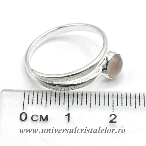 Inel cuart roz rotund reglabil