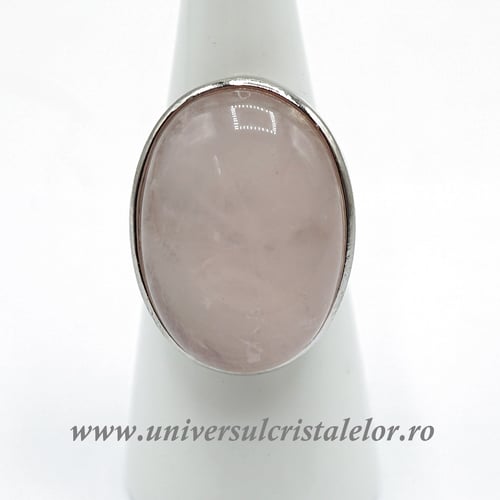 Inel cuart roz oval reglabil m5