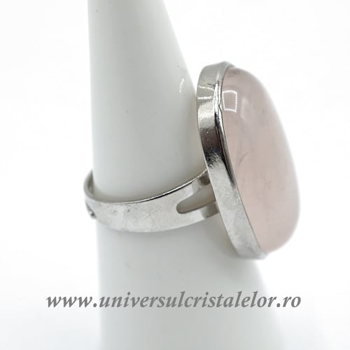 Inel cuart roz oval reglabil m5