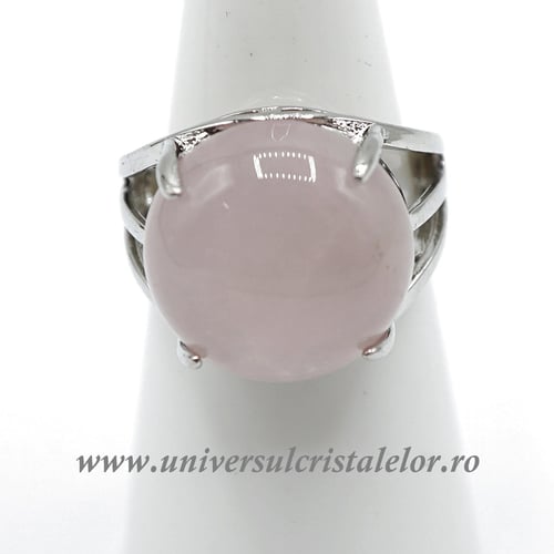 Inel cuart roz rotund reglabil m6