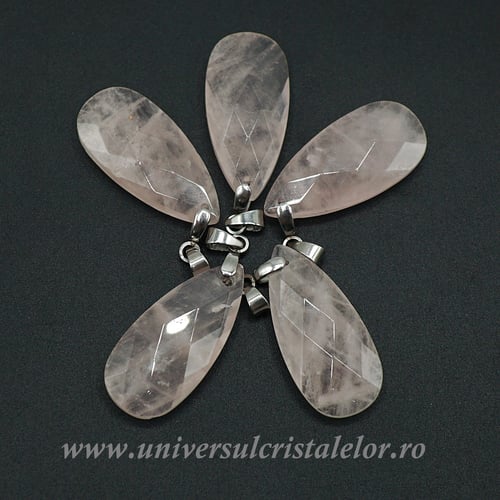 Pandantiv cuart roz lacrima fatetat