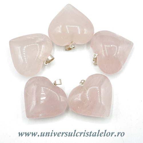 Pandantiv cuart roz inima m1