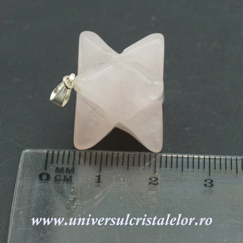 Pandantiv cuart roz merkaba