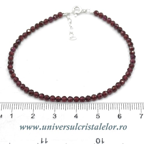 Bratara granat rotund fatetat -3 mm