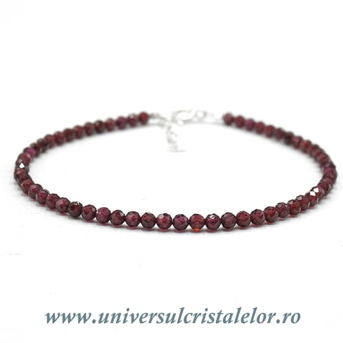 Bratara granat rotund fatetat -3 mm