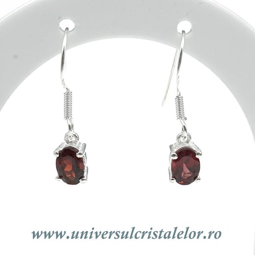 Cercei granat oval fatetat - 5,5/7mm