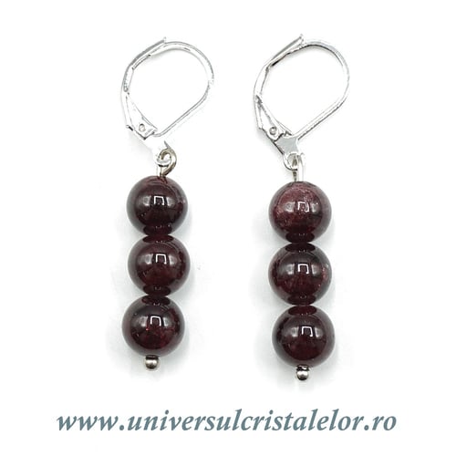 Cercei granat rotund - 7 mm 