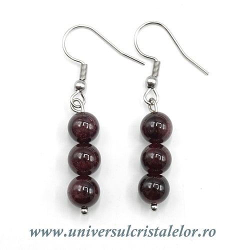 Cercei granat rotund - 6 mm 