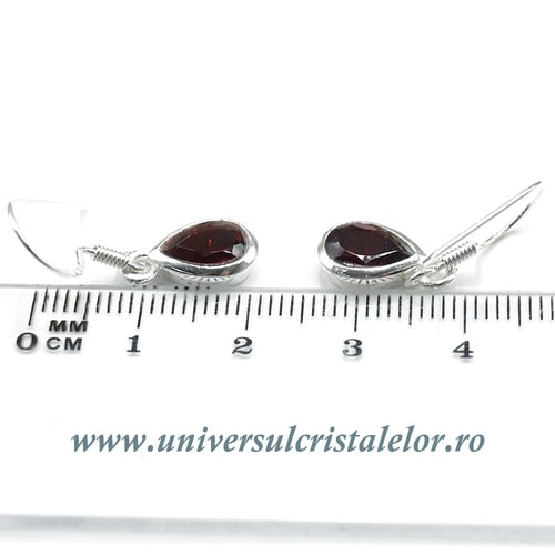 Cercei granat lacrima fatetat