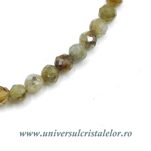 Colier granat verde rotund fatetat - 3 mm