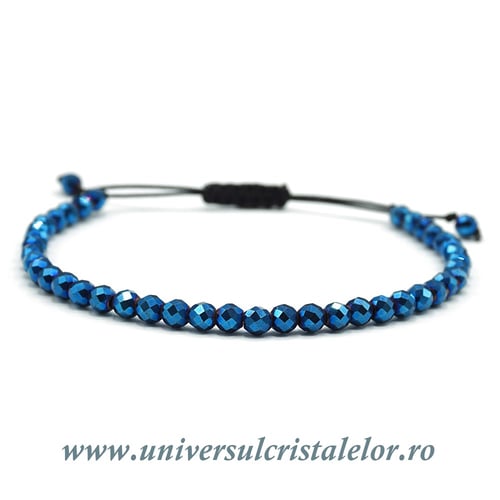 Bratara hematit albastru rotund fatetat 3.3 mm