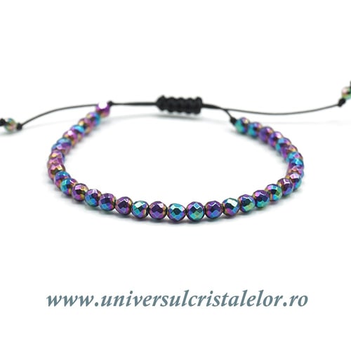 Bratara hematit curcubeu rotund fatetat - 4,3mm