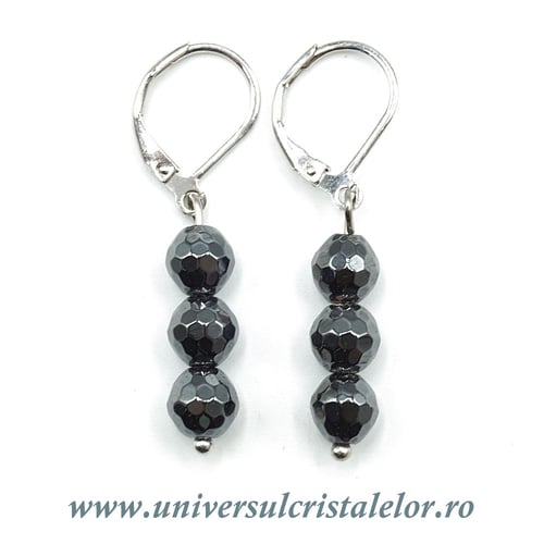 Cercei hematit rotund fatetat- 6 mm