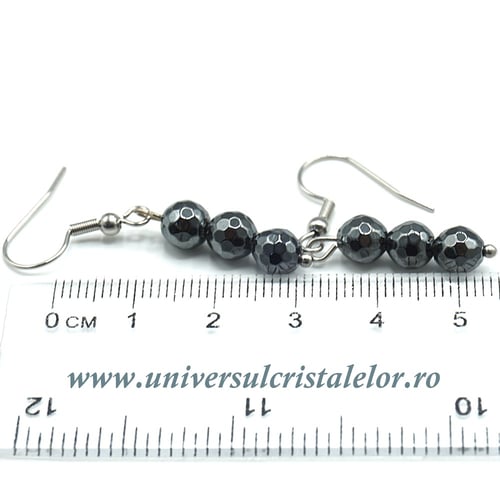 Cercei hematit rotund fatetat- 6 mm