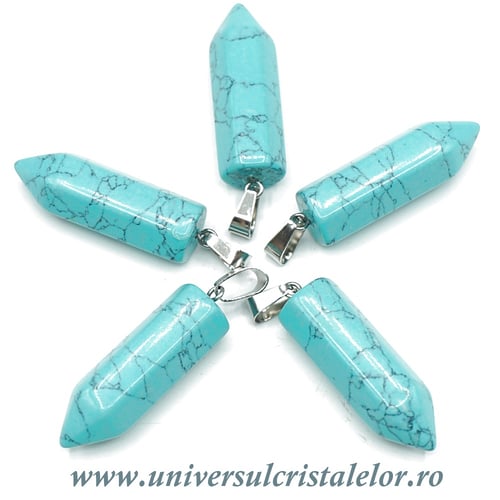 Pandantiv howlit albastru varf slefuit