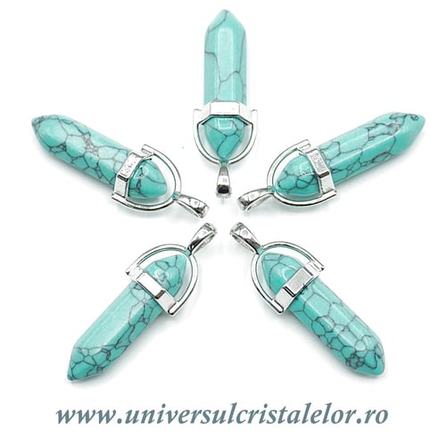 Pandantiv howlit albastru dublu varf