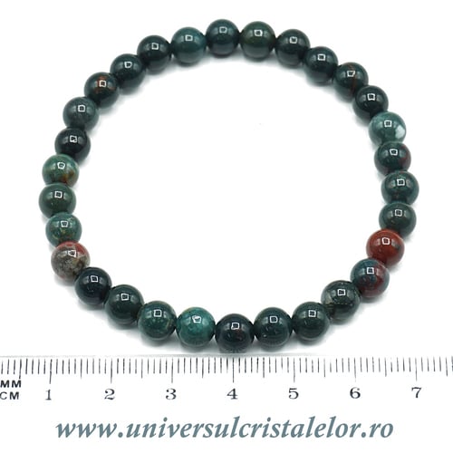 Bratara jasp heliotrop rotund - 6 mm