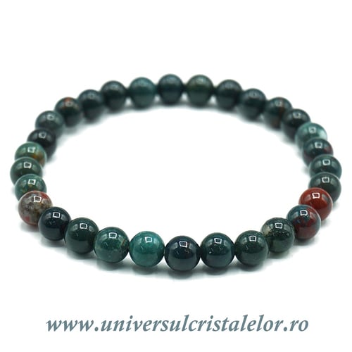 Bratara jasp heliotrop rotund - 6 mm