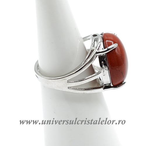 Inel jasp rosu rotund reglabil m6