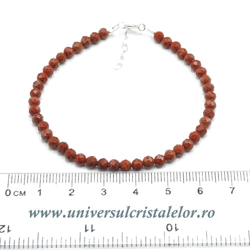 Bratara jasp rosu rotund fatetat - 4 mm