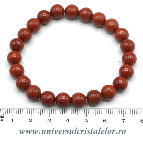 Bratara jasp rosu rotund - 8 mm
