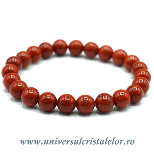 Bratara jasp rosu rotund - 8 mm