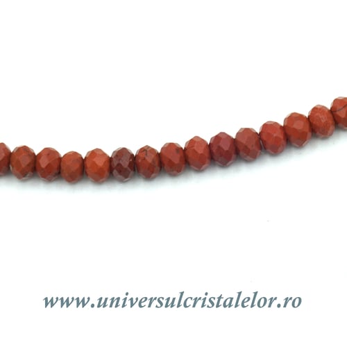 Colier jasp rosu rotund fatetat - 3 mm