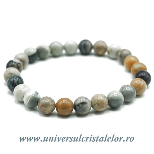Bratara jasp frunza rotund - 8 mm