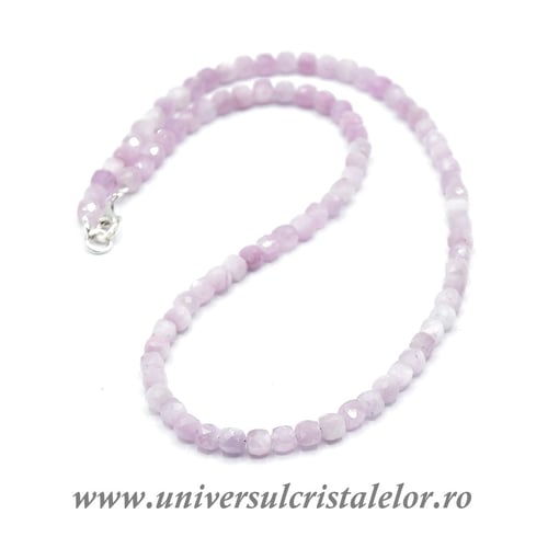 Colier kunzit cub fatetat - 5 mm