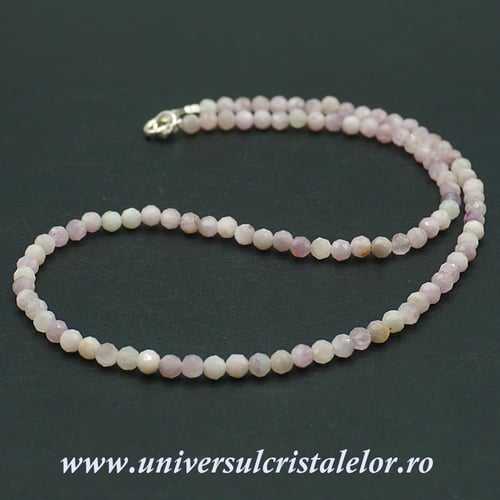 Colier kunzit rotund fatetat - 4 mm