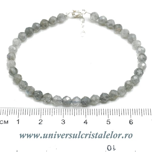 Bratara labradorit rotund fatetat - 4,6 mm