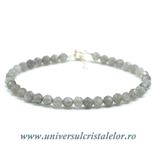 Bratara labradorit rotund fatetat - 4,6 mm