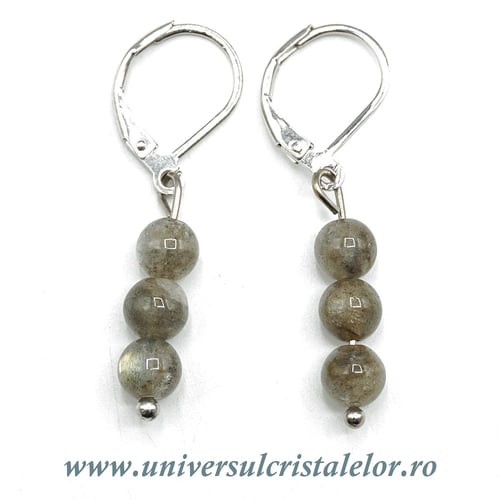 Cercei labradorit rotund - 5 mm 