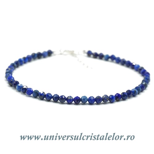 Bratara lapis lazuli rotund fatetat - 3,4mm