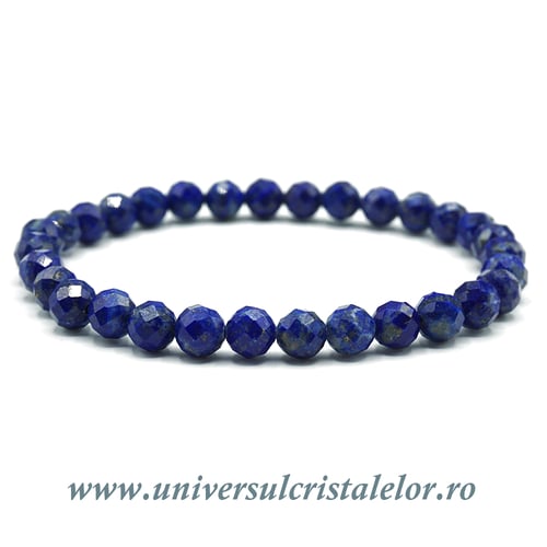 Bratara lapis lazuli rotund fatetat - 6.5 mm