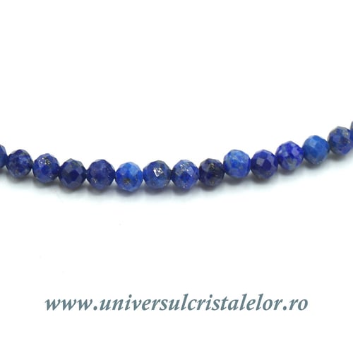 Colier lapis lazuli rotund fatetat - 3,4mm