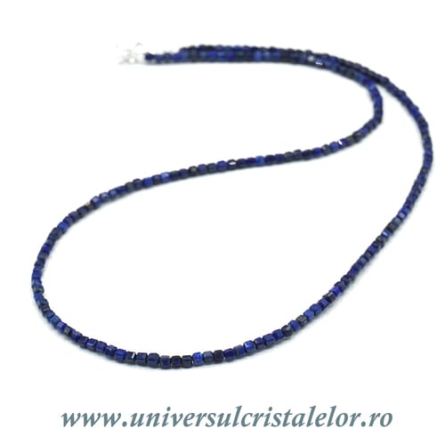 Colier lapis lazuli cub fatetat - 2.5 mm
