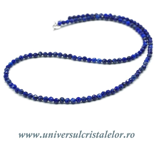 Colier lapis lazuli rotund fatetat - 3.2 mm