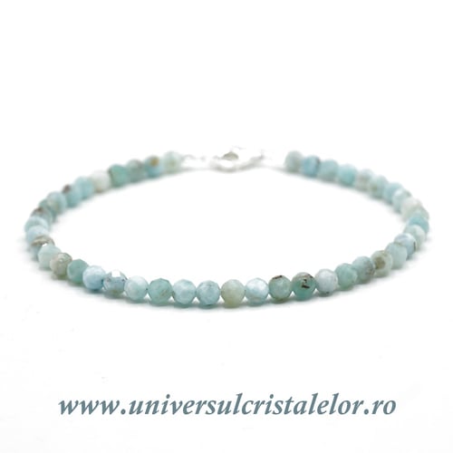 Bratara larimar rotund fatetat - 4mm