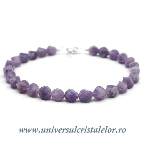 Bratara lepidolit fatetat - 5 mm