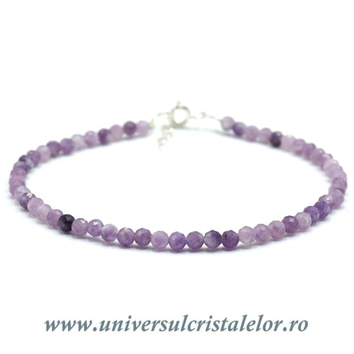 Bratara lepidolit rotund fatetat - 3,2 mm