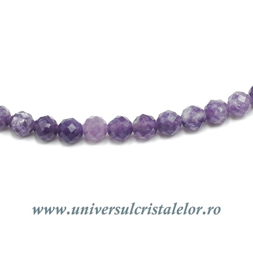 Colier lepidolit rotund fatetat - 4,2mm