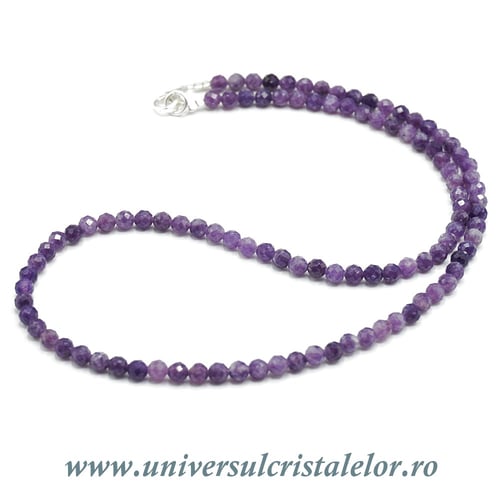 Colier lepidolit rotund fatetat - 4,2mm