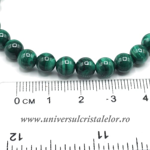 Bratara malachit rotund pe elastic - 6,5 mm