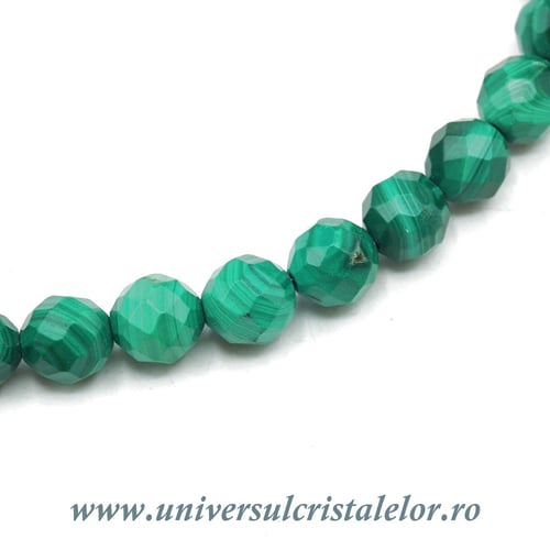 Bratara malachit rotund fatetat - 4 mm