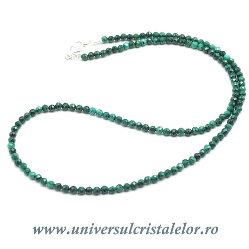 Colier malachit rotund fatetat - 3,2 mm