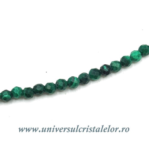 Colier malachit rotund fatetat - 2mm