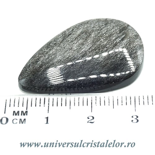 Cabochon obsidian argintiu lacrima