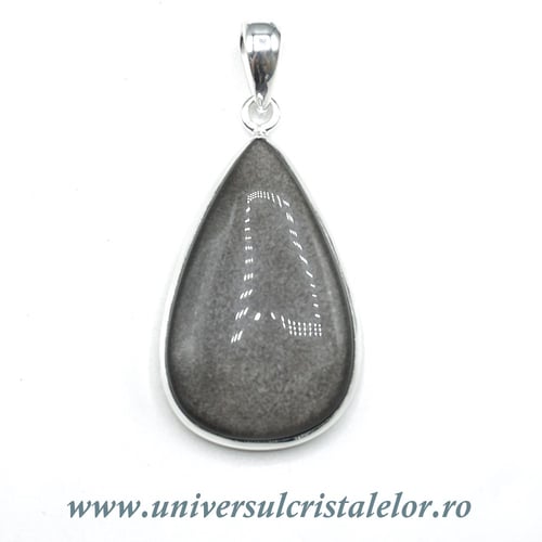 Pandantiv obsidian argintiu